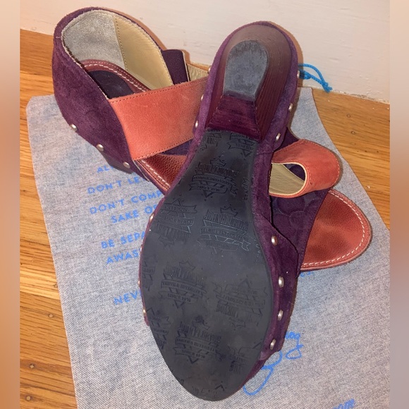 Fleuvog Selma Embossed Suede Sandal Clog - Picture 5 of 6